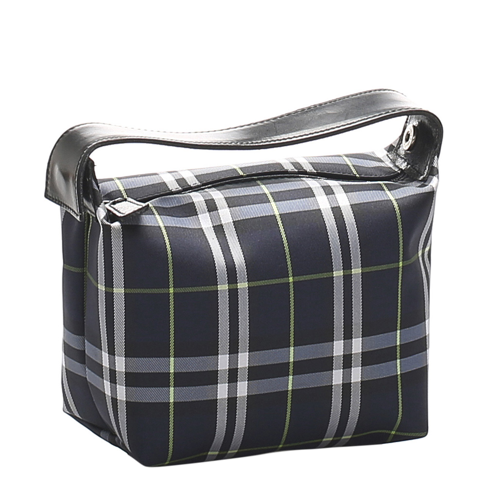 

Burberry Black Plaid Canvas Top Handle Bag
