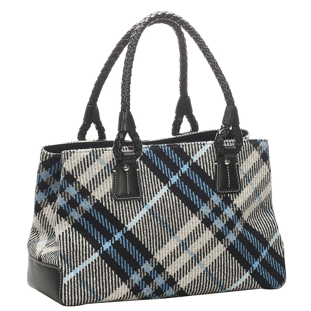 

Burberry Multicolor Plaid Wool Shoulder Bag, Blue