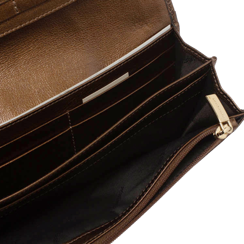 

Burberry Metallic Brown Leather and Suede Continental Wallet