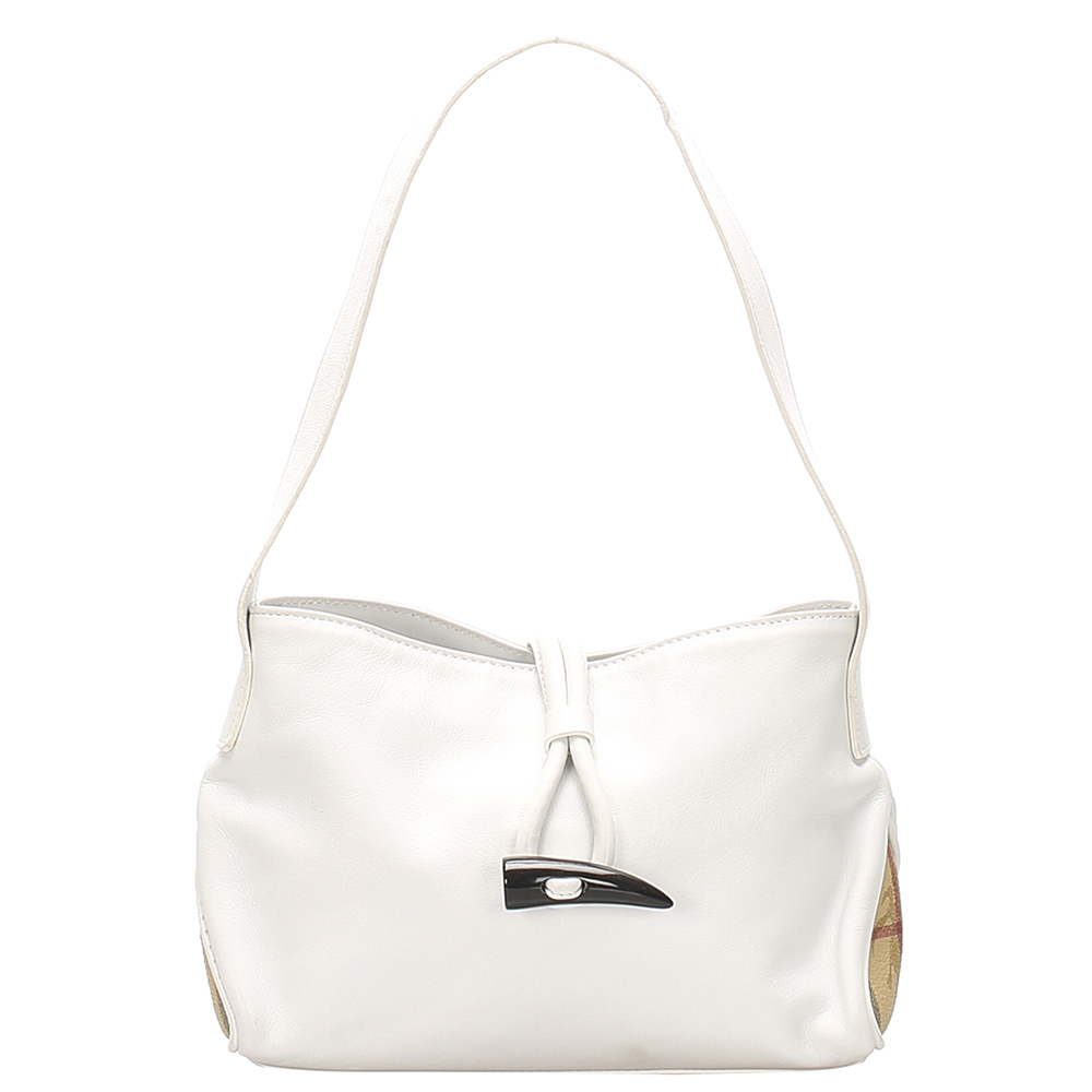 Pre Owned Burberry White Leather   Shoulder Bags