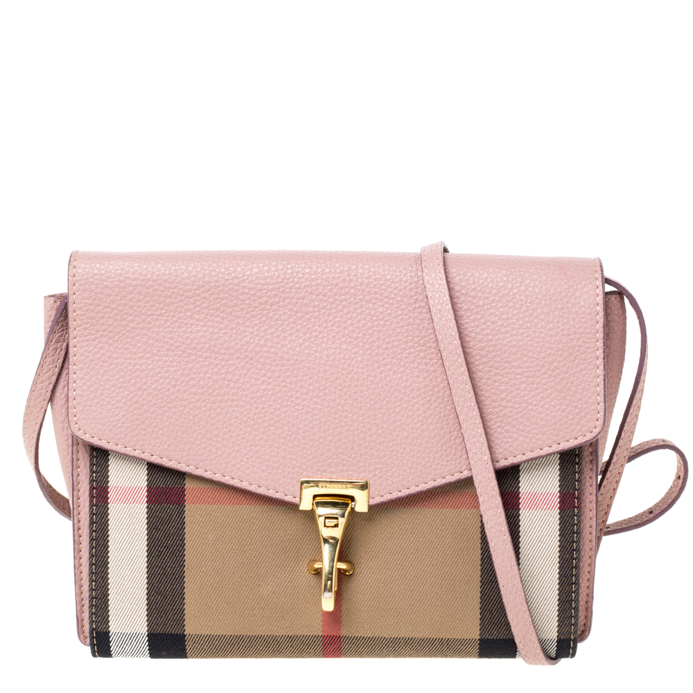 Burberry Pink House Check Canvas and Leather Macken Crossbody Bag Burberry  | TLC