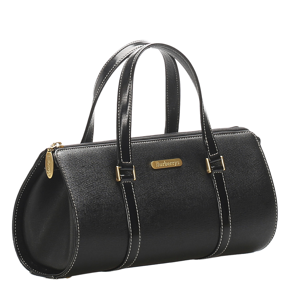 

Burberry Black Leather Satchel Bag