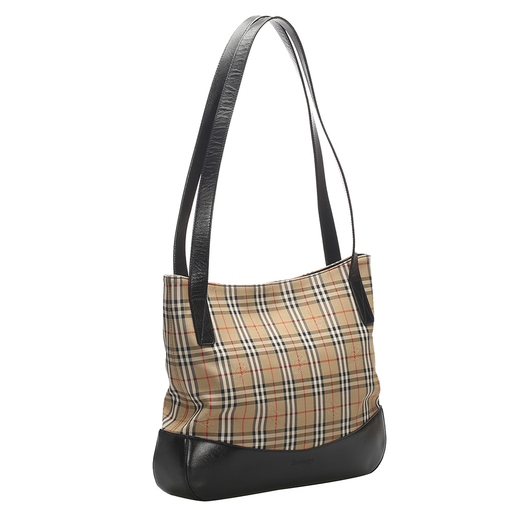 

Burberry Brown Haymarket Check Tote Bag, Beige