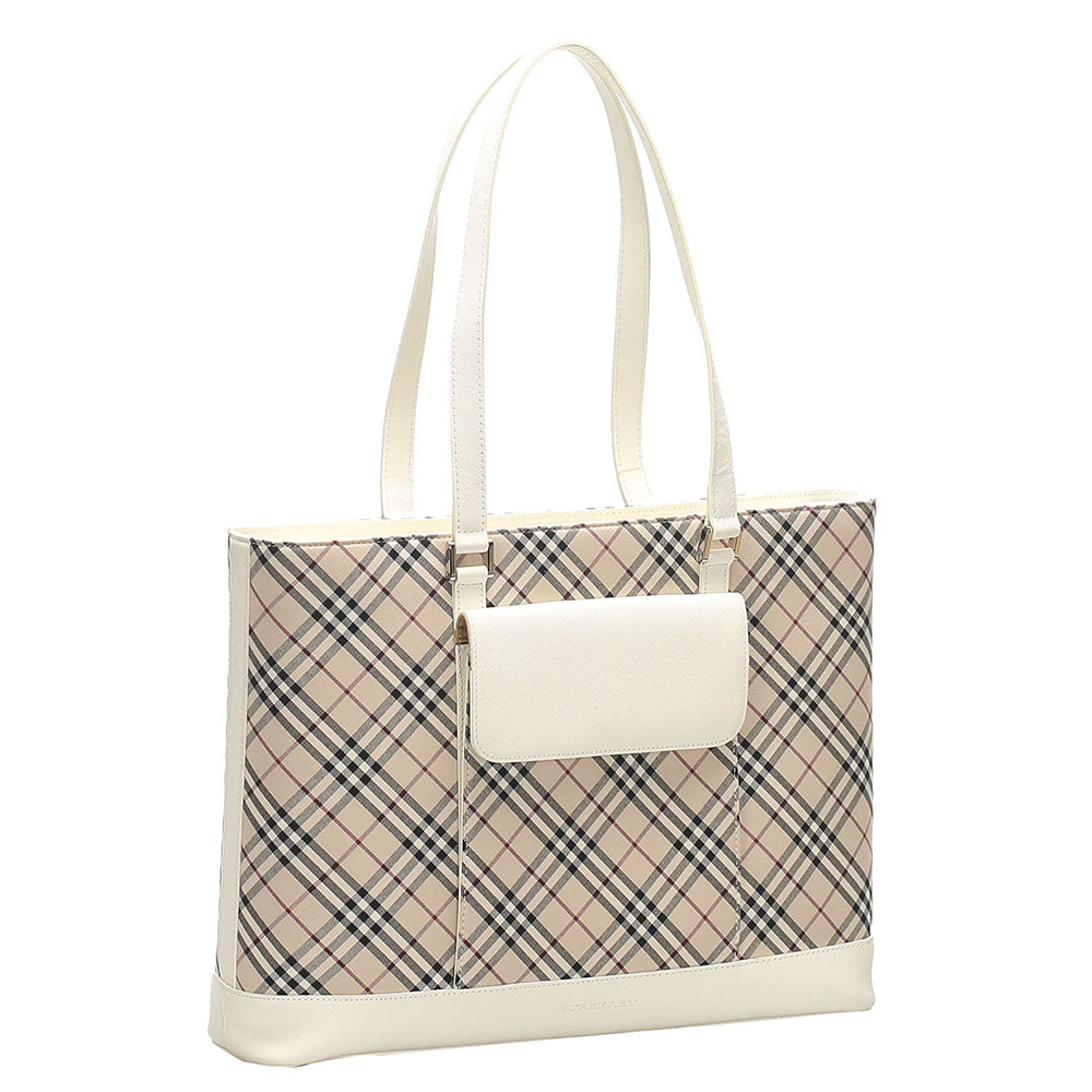 

Burberry Brown/White Nova Check Canvas Tote, Beige