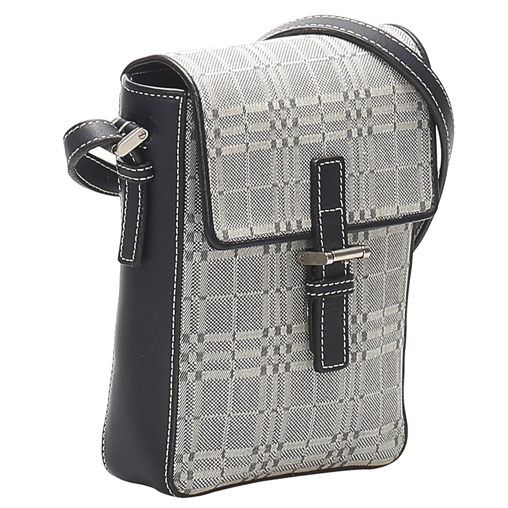 

Burberry Gray House Check Canvas Crossbody Bag, Black