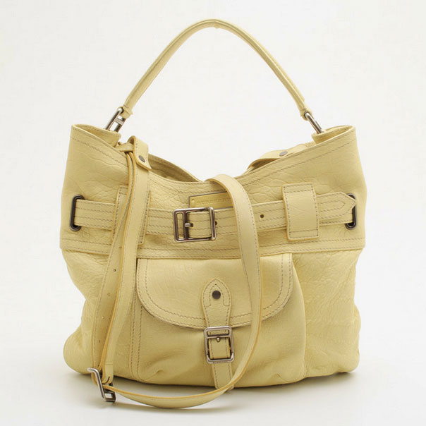 Pre Owned Burberry Beige Leather Multiple Pocket Shoulder Bag