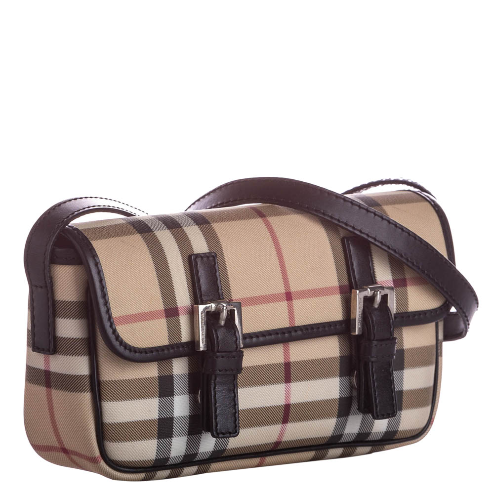 

Burberry Multicolor Check Coated Canvas Haymarket Crossbody Bag, Beige