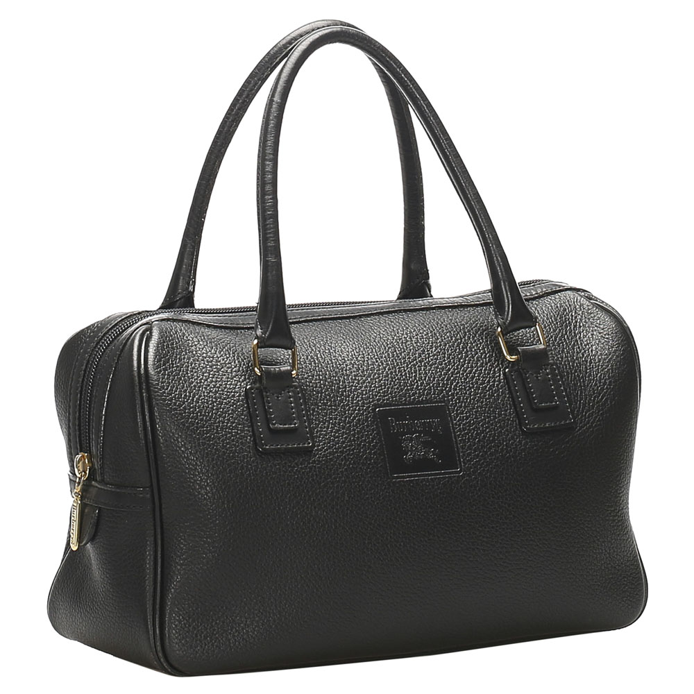 

Burberry Black Leather Boston Bag