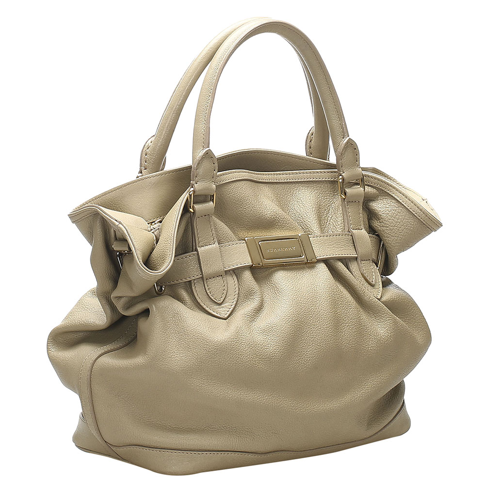 

Burberry Brown Leather Satchel, Beige