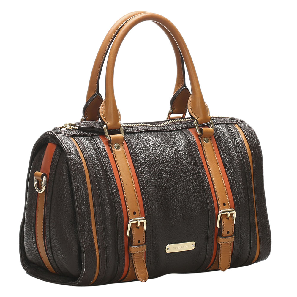 

Burberry Brown/Tan Grained Leather Bag, Black