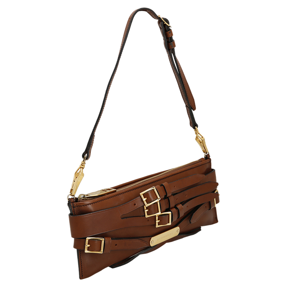 

Burberry Dark Tan Bridle Parmoor Mini Clutch, Brown