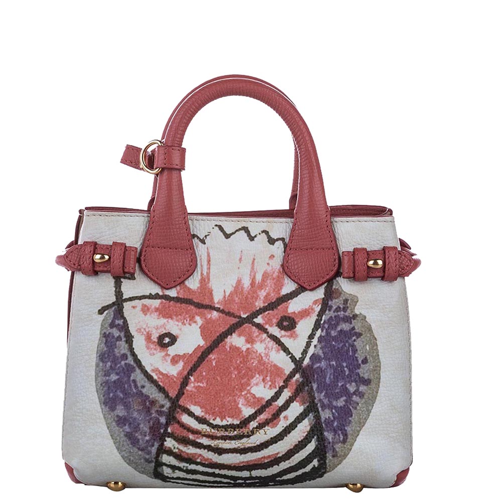 BURBERRY MULTICOLOR PALLAS HEAD PRINT LEATHER AND CANAVS BABY BANNER TOTE BAG
