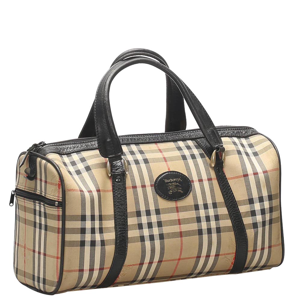 

Burberry Multicolor Check Canvas Vintage Horseferry Boston Bag, Beige