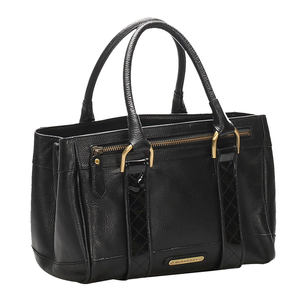 

Burberry Black Leather Satchel Bag
