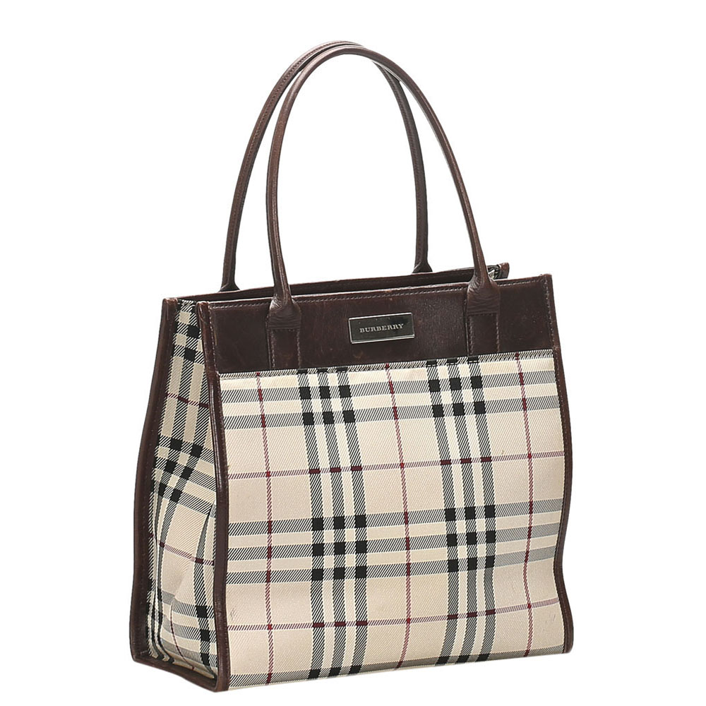 

Burberry Multicolor House Check Canvas Tote Bag, Beige