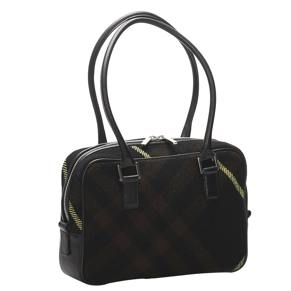 

Burberry Brown Cotton Canvas Plaid Check Bag, Black