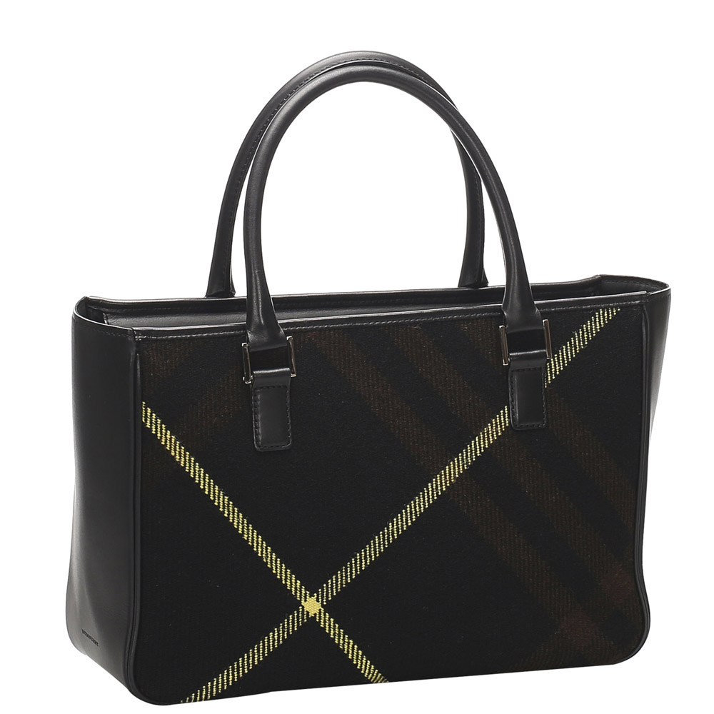 

Burberry Black Plais Canvas Shoulder Bag