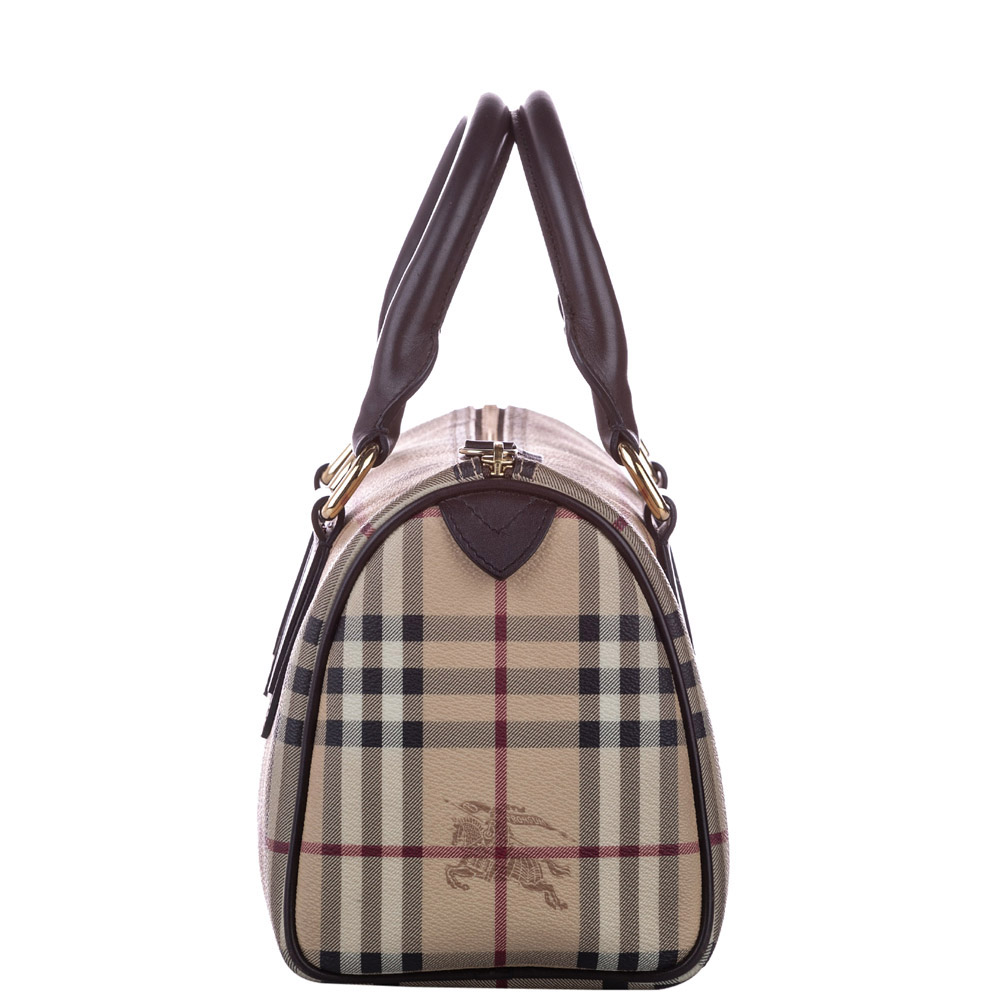 

Burberry Brown/Multicolor Leather Haymarket Chester Boston Bag, Beige