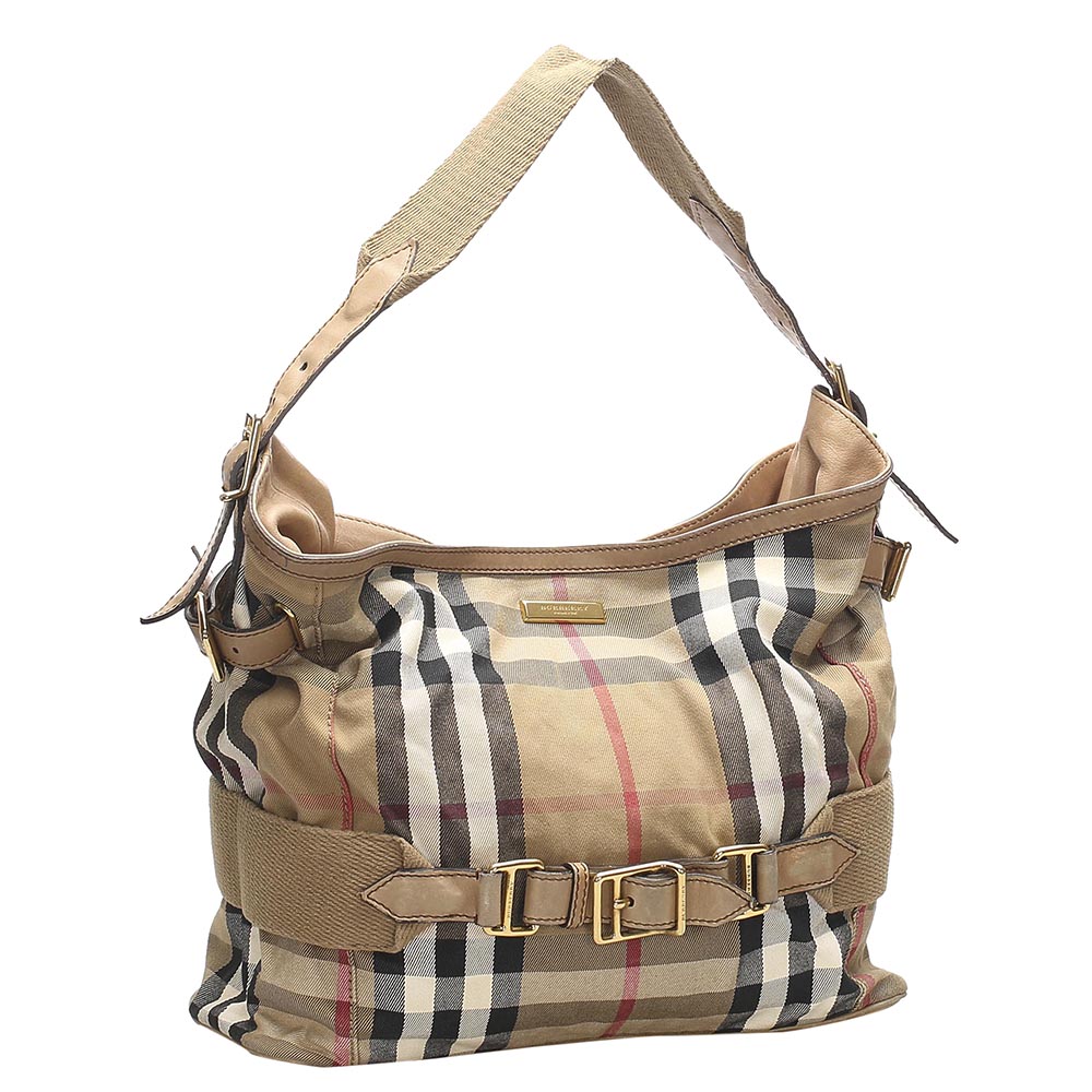

Burberry Brown House Check Canvas/Leather Bag, Beige