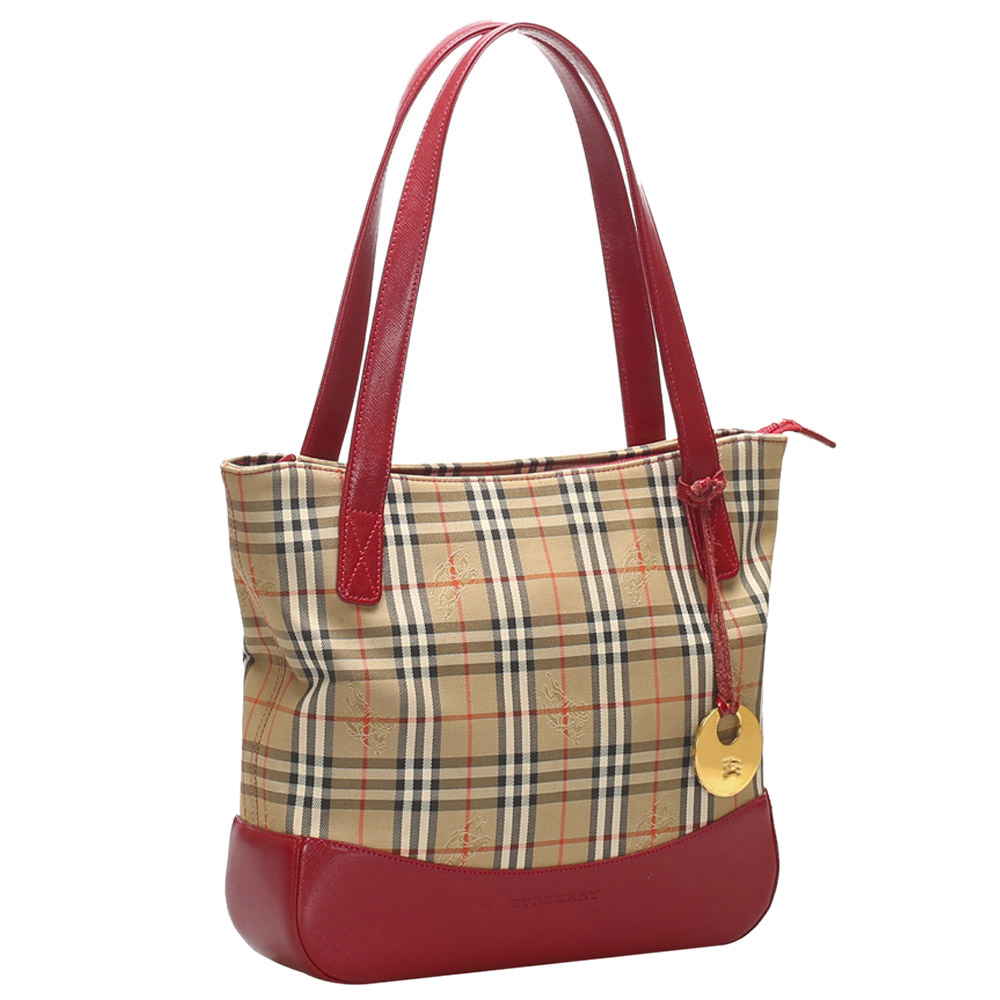

Burberry Multicolor Haymarket Check Canvas Tote Bag, Beige