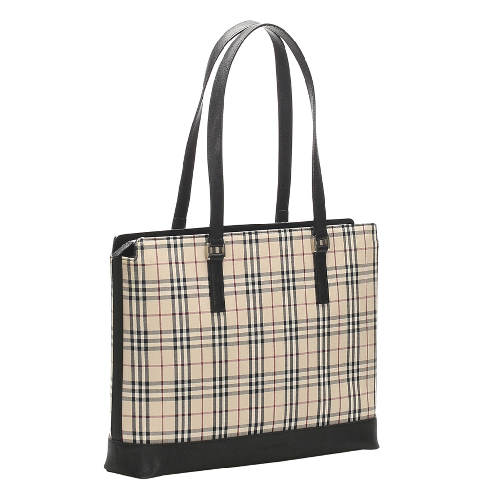 

Burberry Multicolor House Check Canvas Tote Bag, Beige