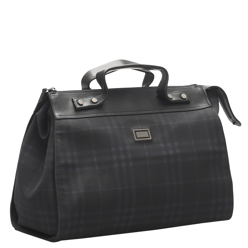 

Burberry Black Plaid Canvas Duffle Bag