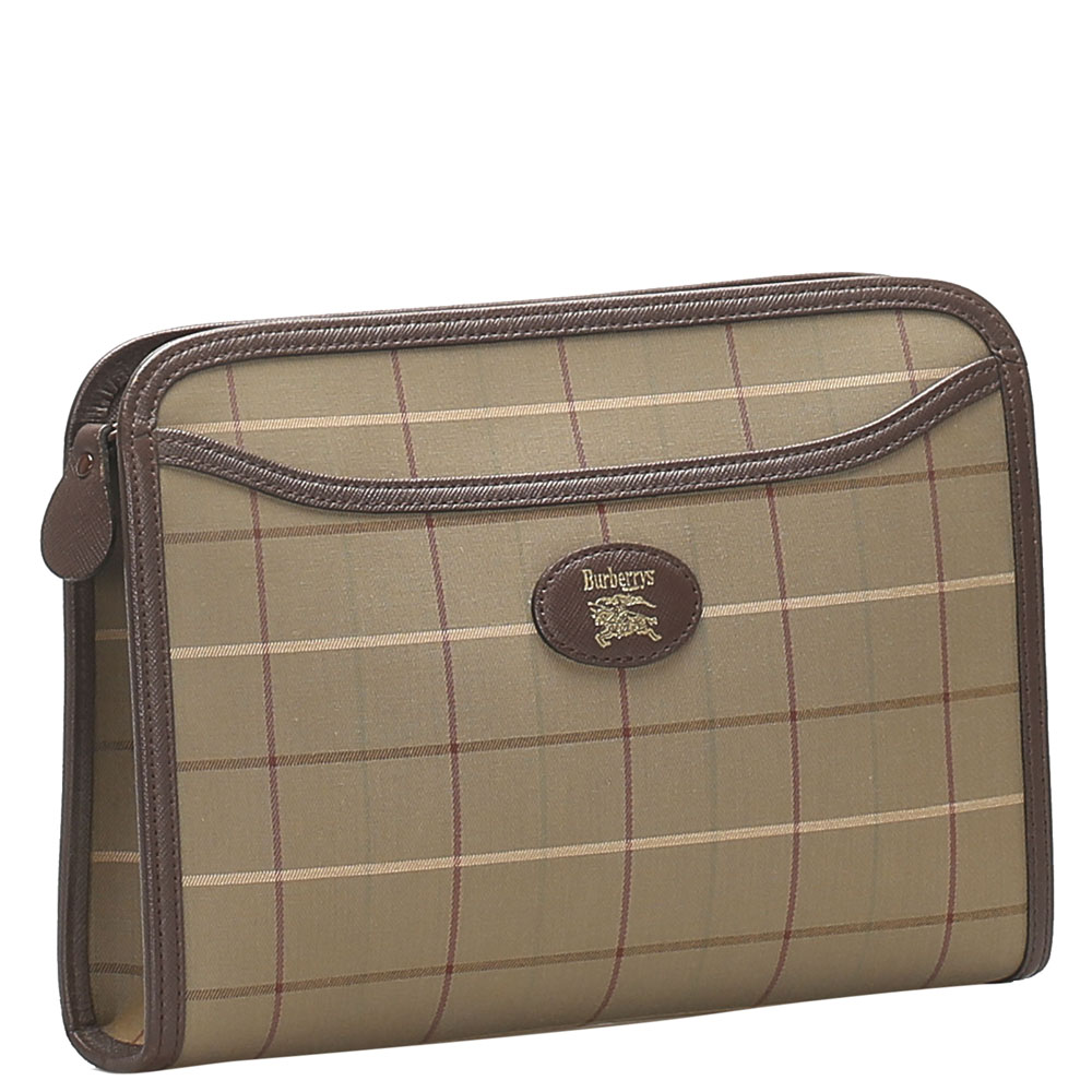 

Burberry Brown Canvas Clutch Bag