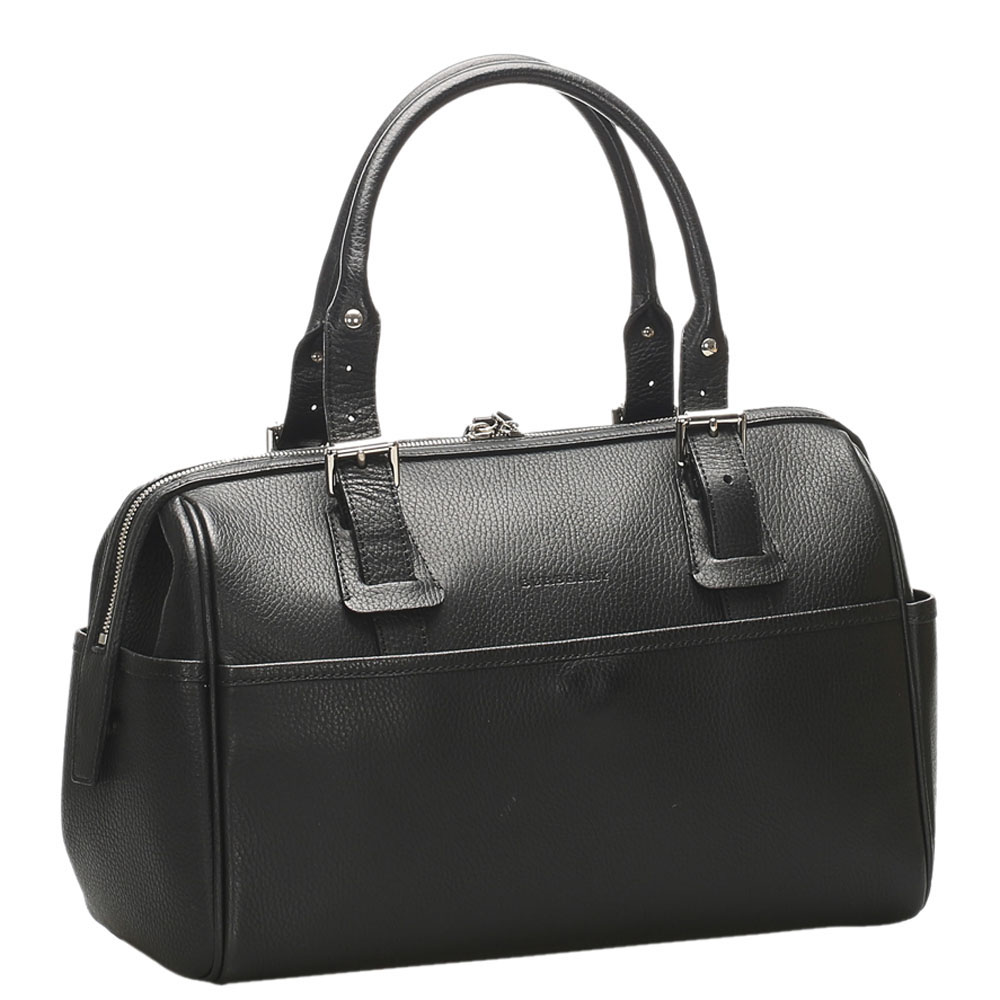 

Burberry Black Leather Boston Bag