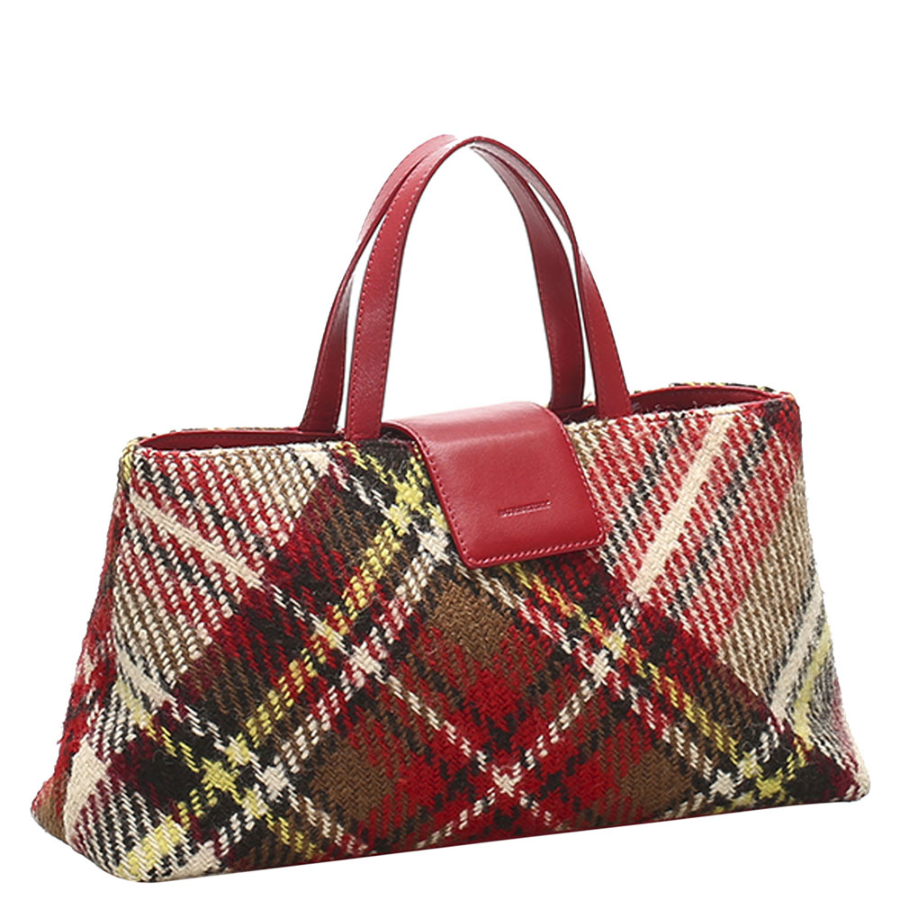 

Burberry Red Wool Tote Bag, Multicolor