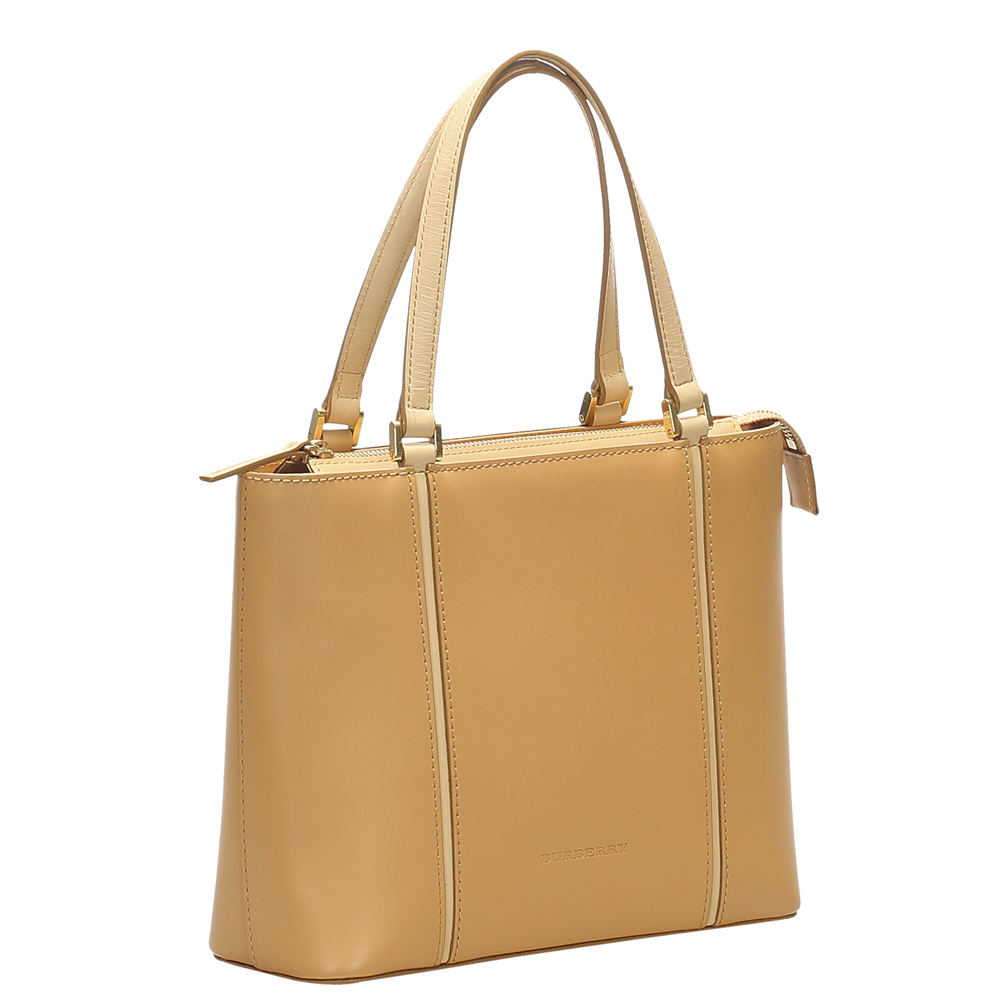 

Burberry Brown Leather Tote, Beige