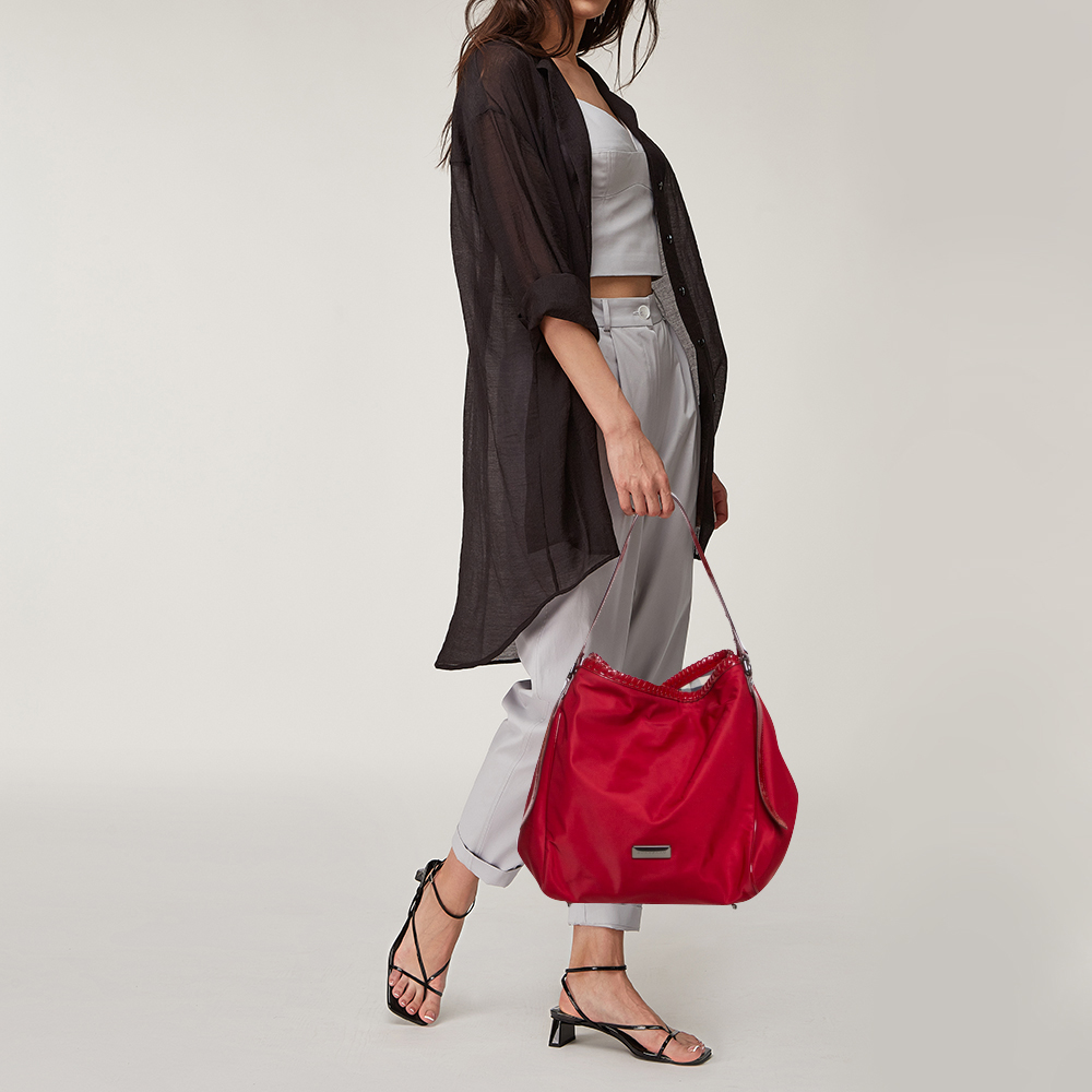 

Burberry Red Nylon and Patent Leather Canterbury Tote