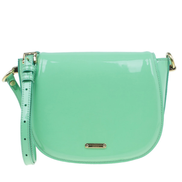 مملوكة مسبقًا Burberry Green Patent Leather Shoulder Bag