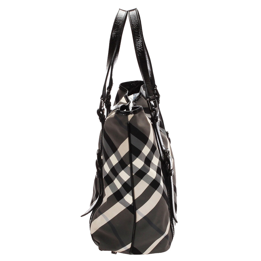 

Burberry Black Supernova Check Canvas Tote Bag