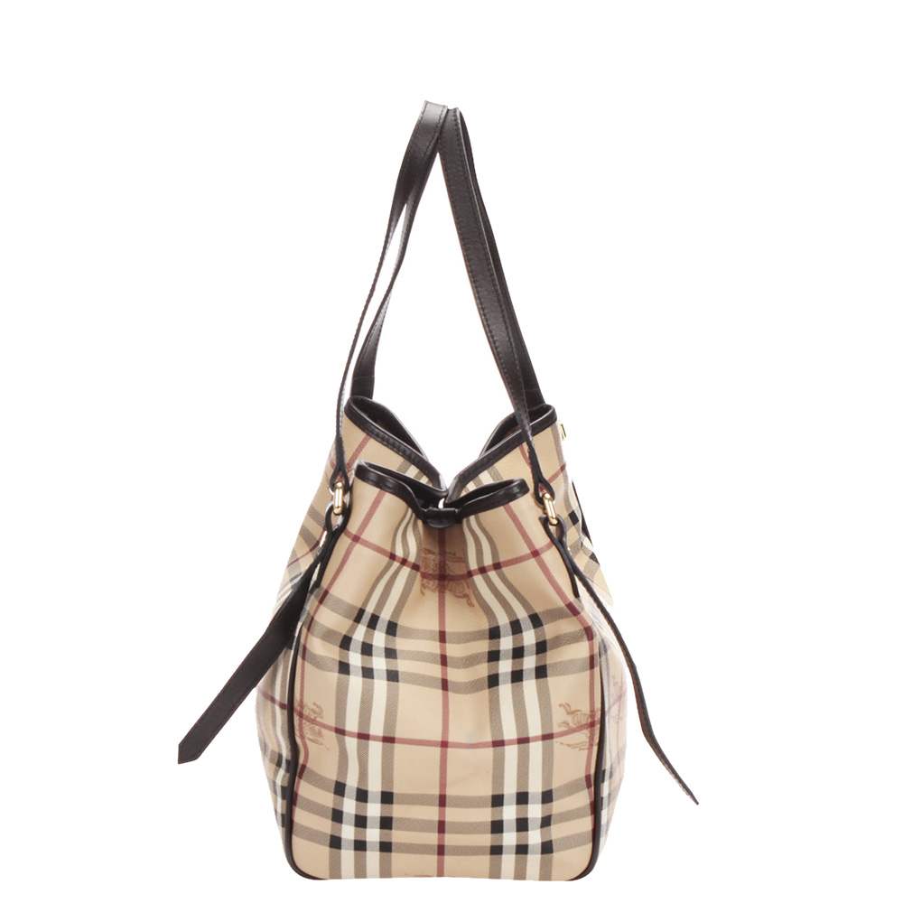 

Burberry Brown/Beige Haymarket Check Canterbury Coated Canvas Tote Bag