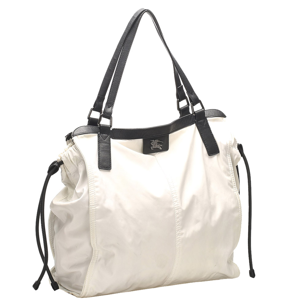 

Burberry White Nylon Tote Bag, Black