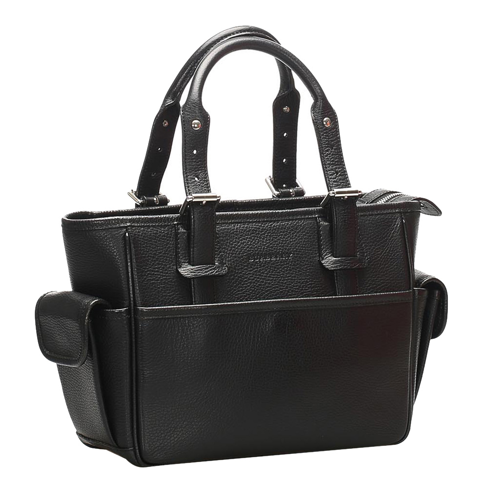 

Burberry Black Leather Top Handle Bag