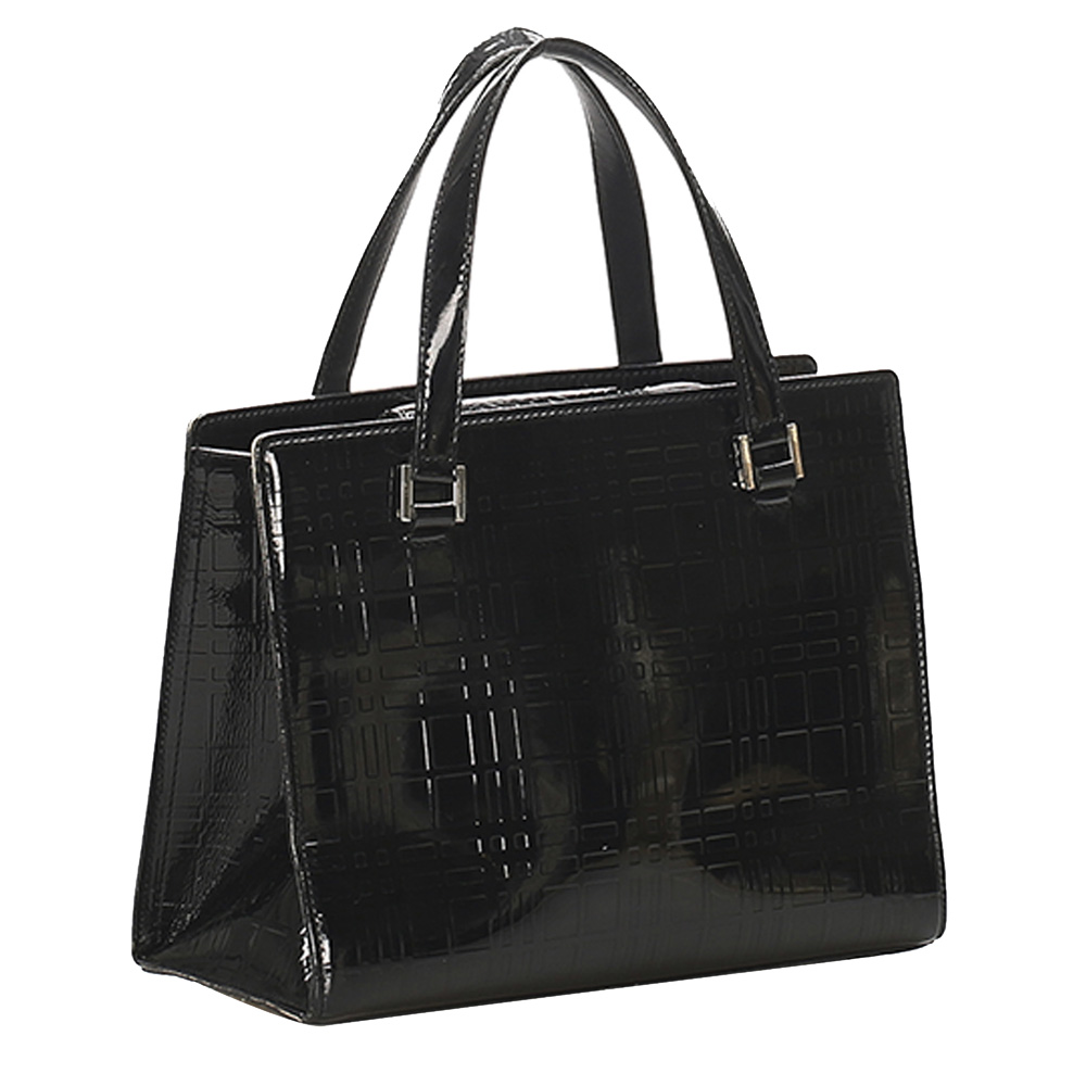 

Burberry Black Patent Leather Top Handle Bag
