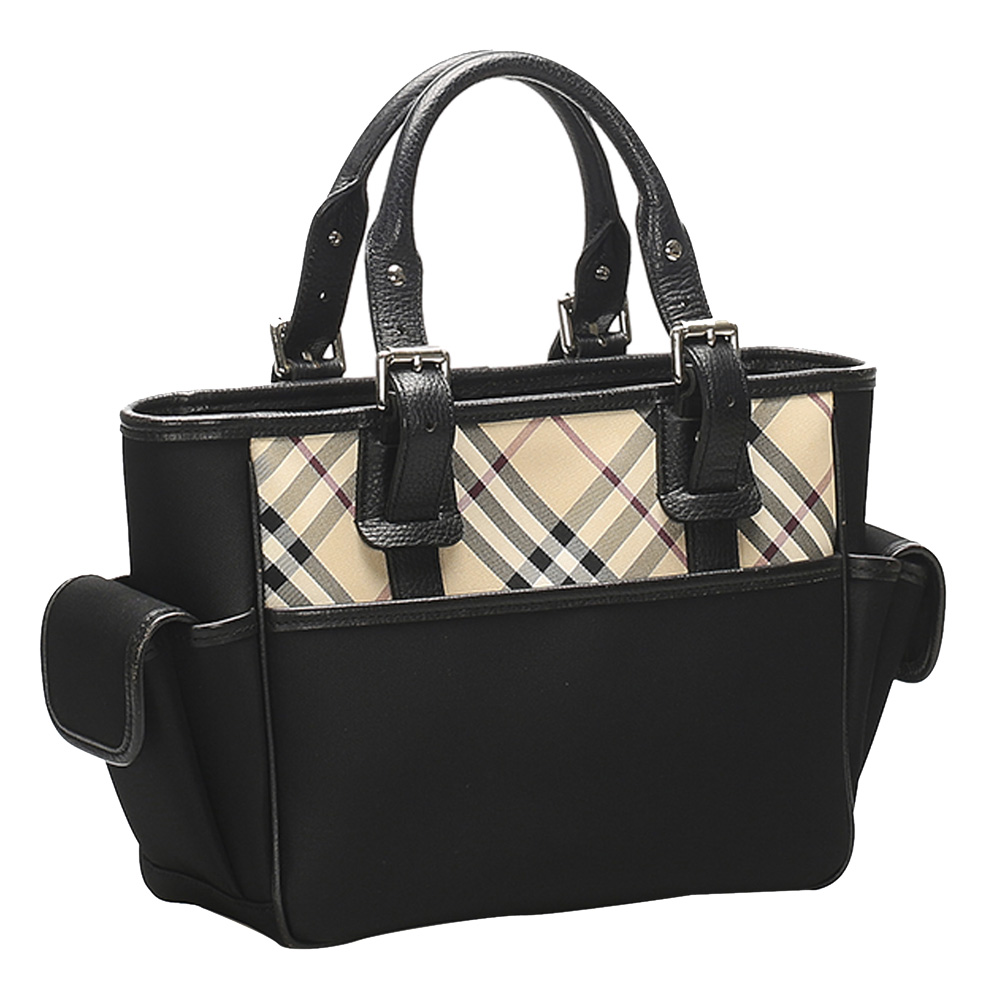 

Burberry Black Nova Check Canvas Top Handle Bag