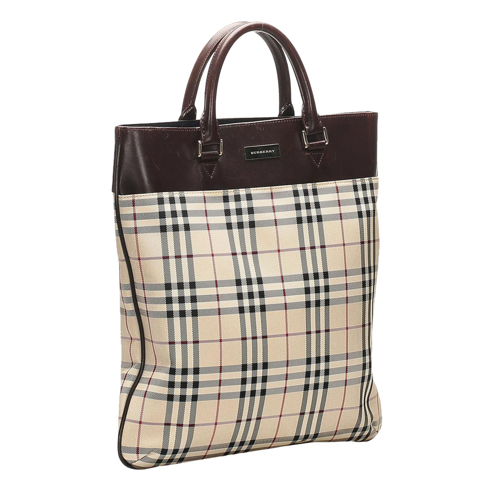 

Burberry Brown/Dark Brown House Check Canvas Tote Bag, Beige