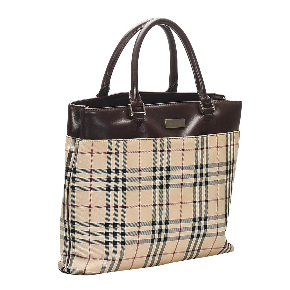 

Burberry Brown/Beige House Check Canvas Satche Bag