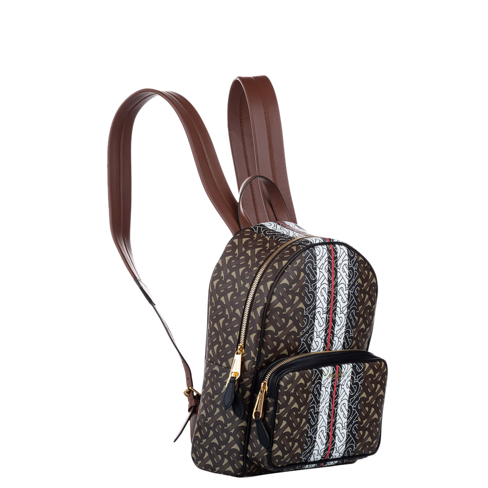 

Burberry Brown Monogram Canvas Stripe Print Backpack Bag