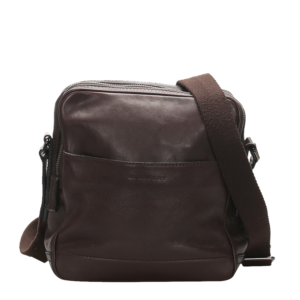 Pre-owned Burberry Black/dark Brown Leather Crossbody Bag