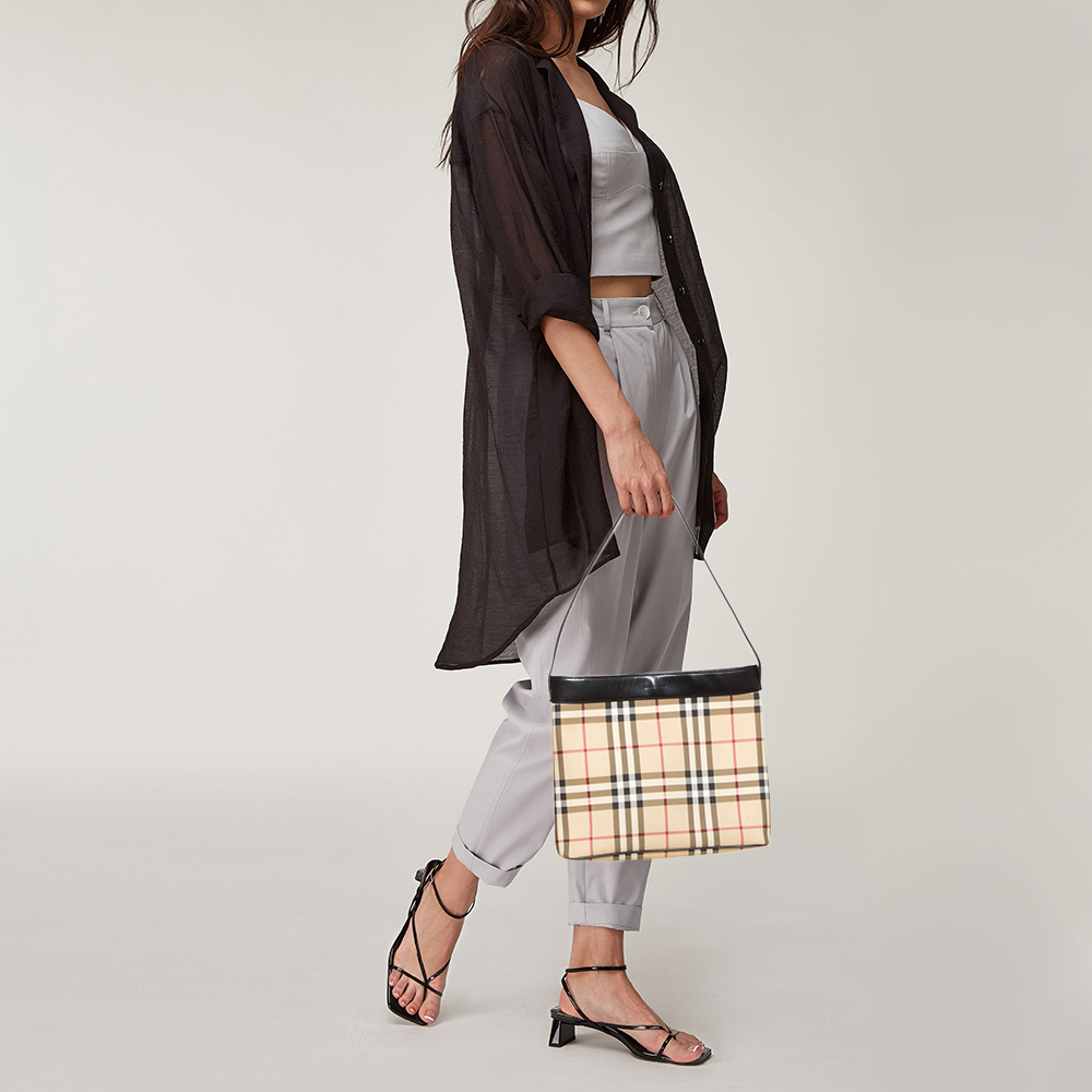 

Burberry Beige House Check PVC and Leather Shoulder Bag