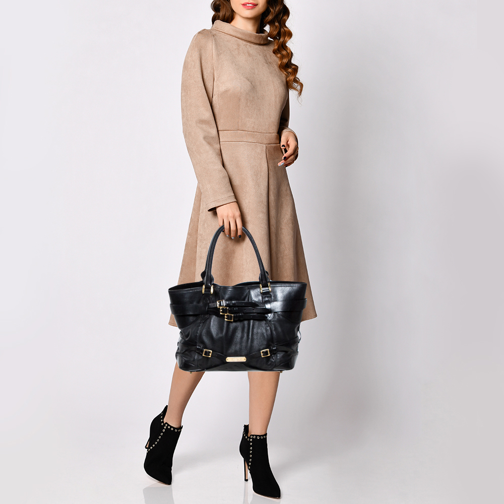 

Burberry Black Leather Medium Bridle Lynher Tote