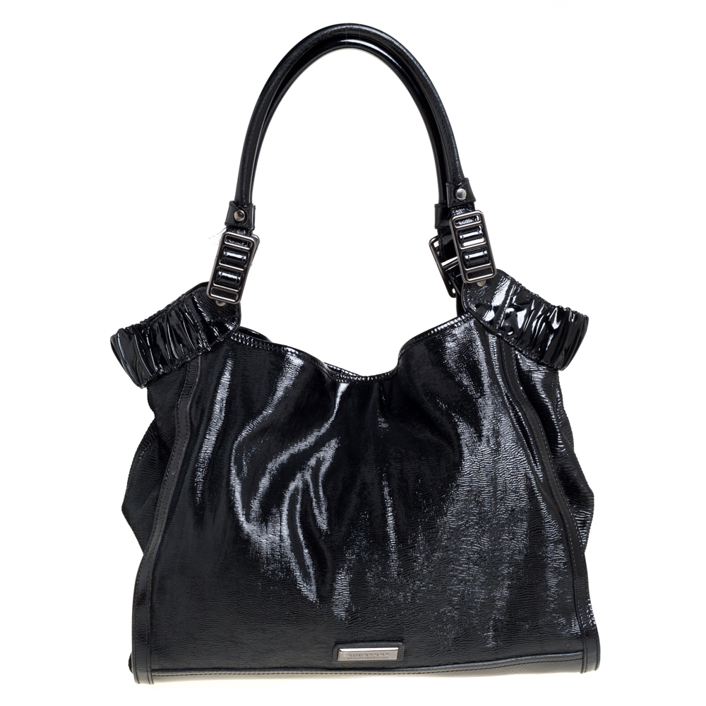 Pre-owned Burberry Black Patent Leather Tote