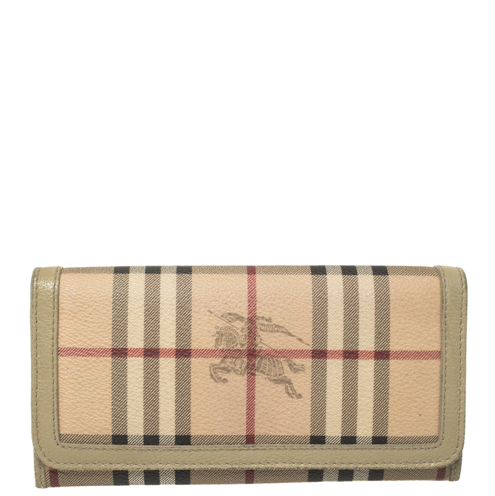 Pre-owned Burberry Beige Haymarket Check Continental Wallet