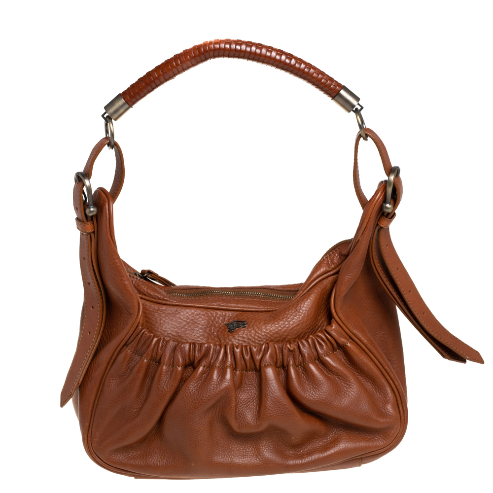 Pre-owned Burberry Prorsum Brown Leather Front Pocket Hobo