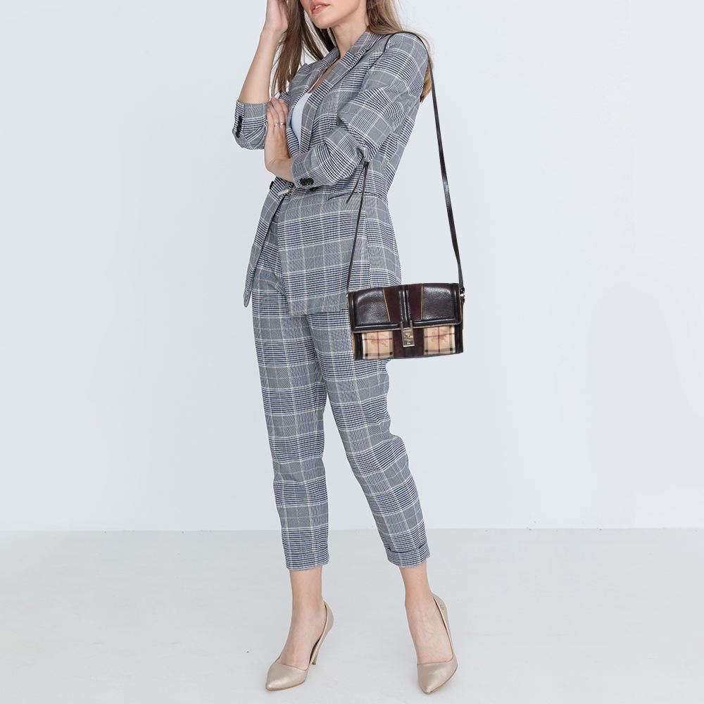 

Burberry Beige/Brown Haymarket Check PVC and Leather Shoulder Bag