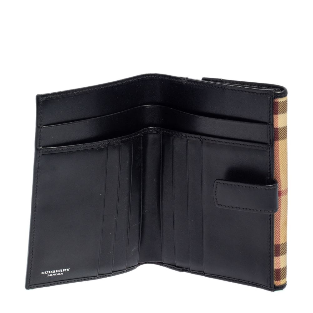 

Burberry Beige/Black House Check PVC and Leather French Wallet