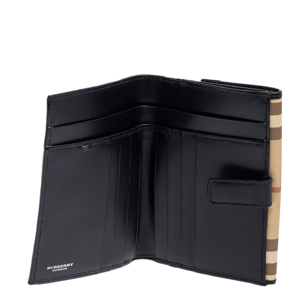 

Burberry Beige/Black House Check PVC and Leather French Wallet
